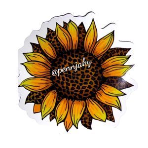 𝅺🌻2 for $9 or 4 for $15🌻 Pretty Sunflower Animal Print Sticker